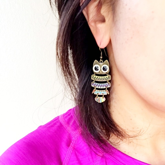 Colorful Owl Earring - Picture 2 of 2