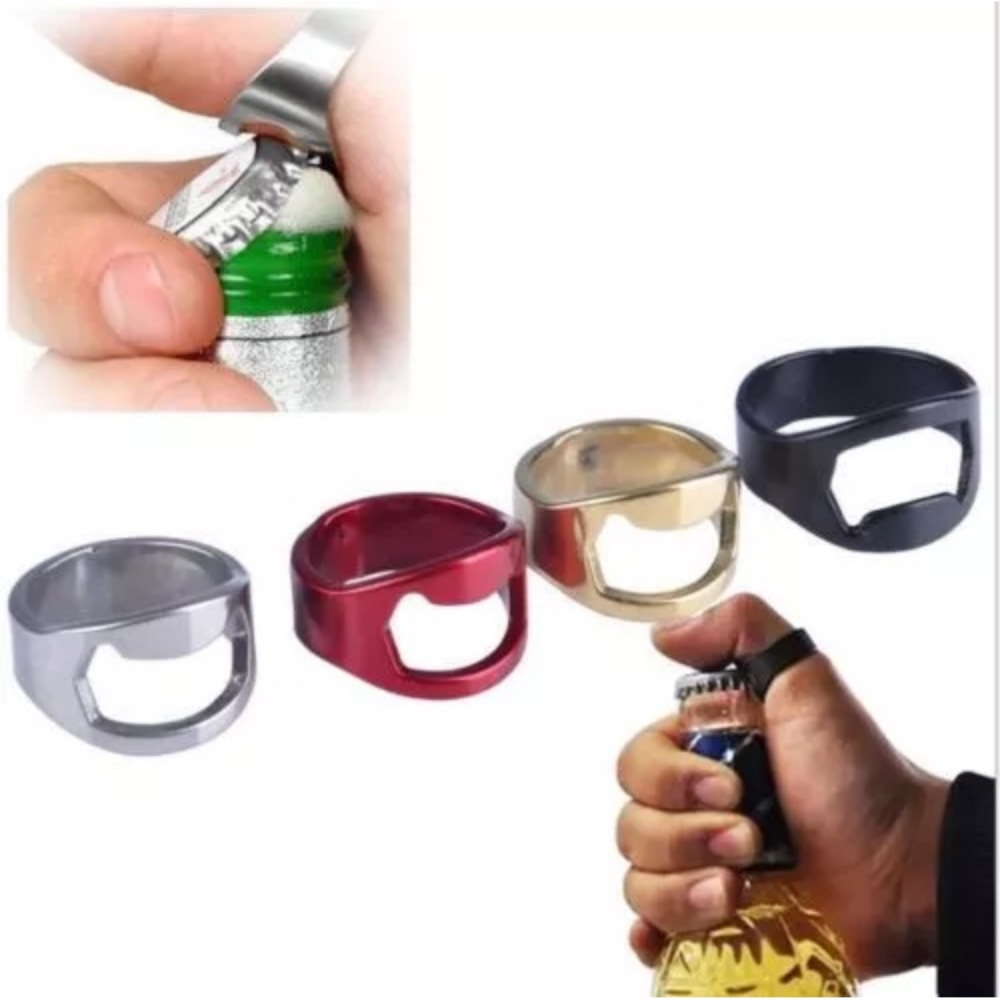 Red Stainless Steel Bottle Opener Can Opener Portable Convenient Party Band Ring