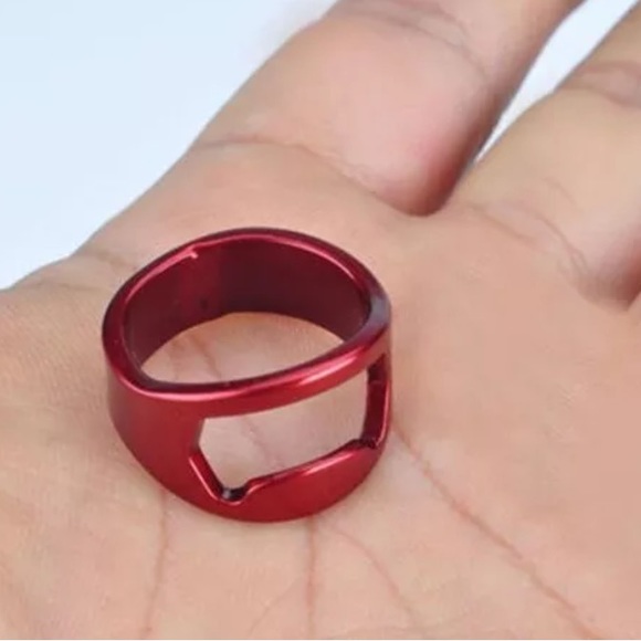 Red Stainless Steel Bottle Opener Can Opener Portable Convenient Party Band Ring - Picture 1 of 6