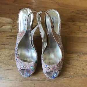 Cork Peep toe stiletto heels