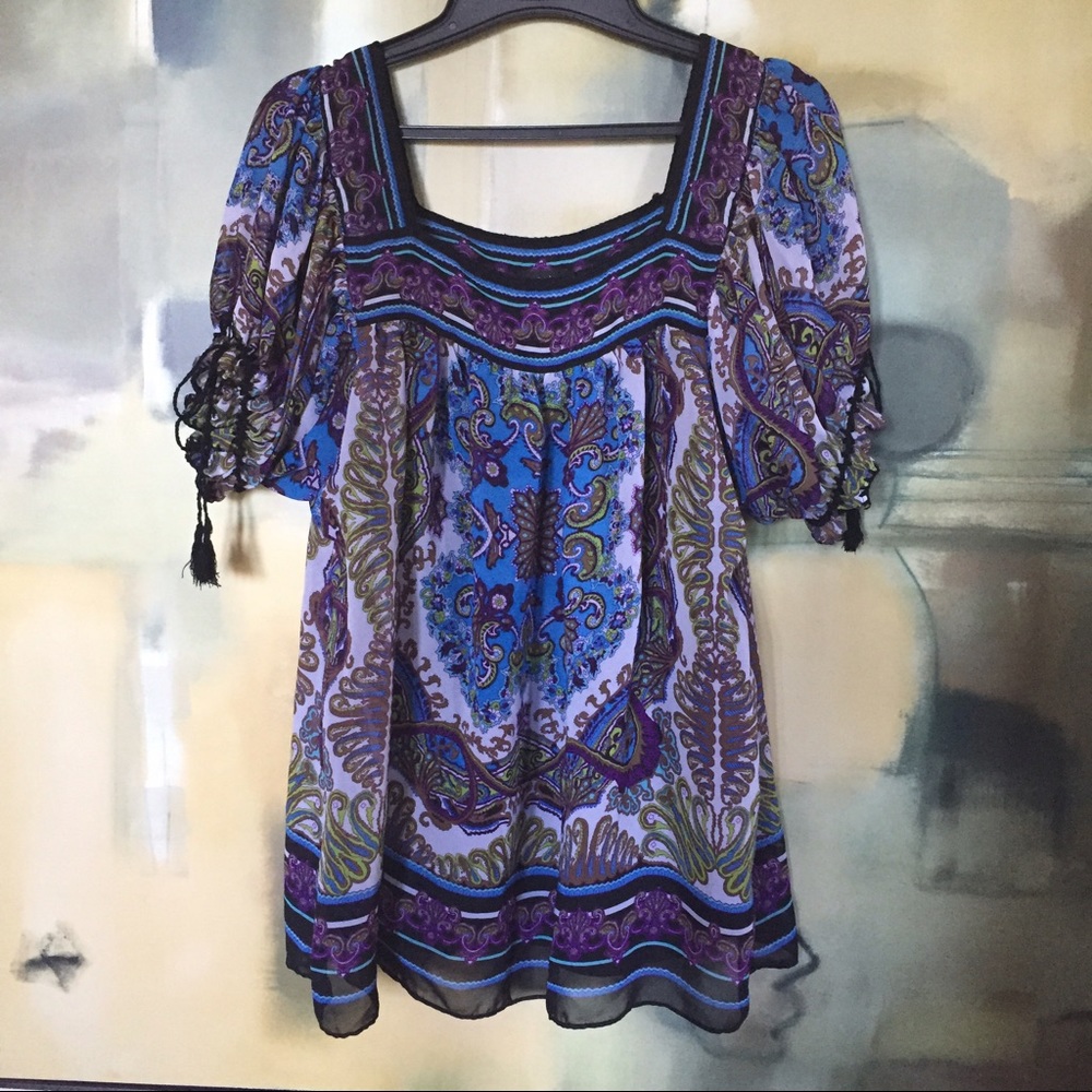 Nicole Miller multi tunic top, size M