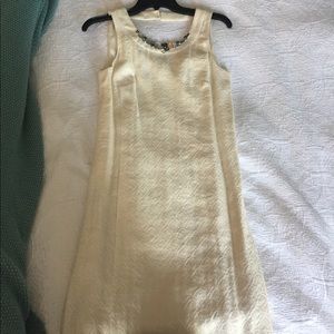 Cream Nine West Shift Dress with Jewel Accents
