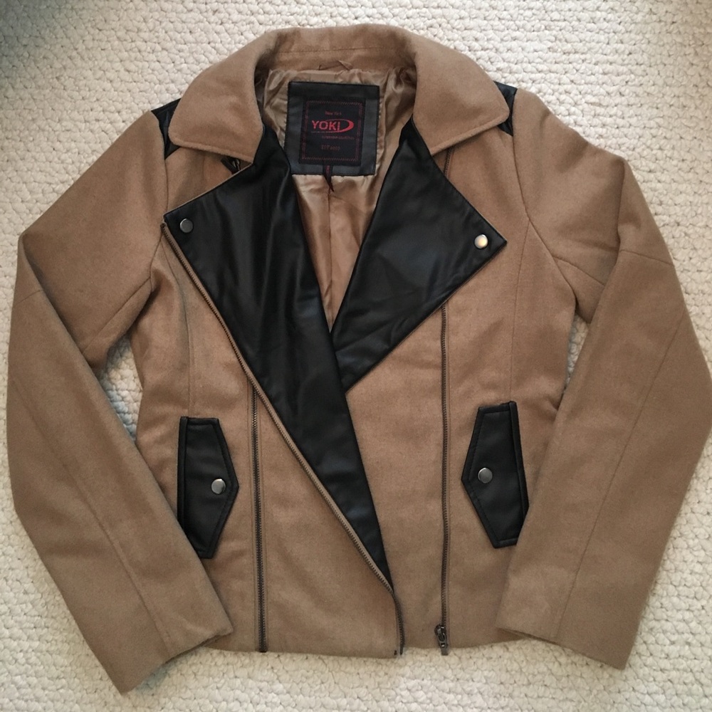 Camel and black coat