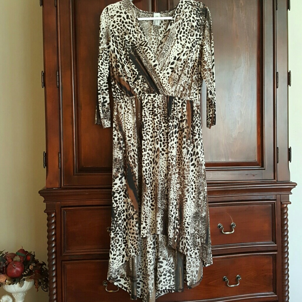 Plus-size Leopard Print High-Low Dress