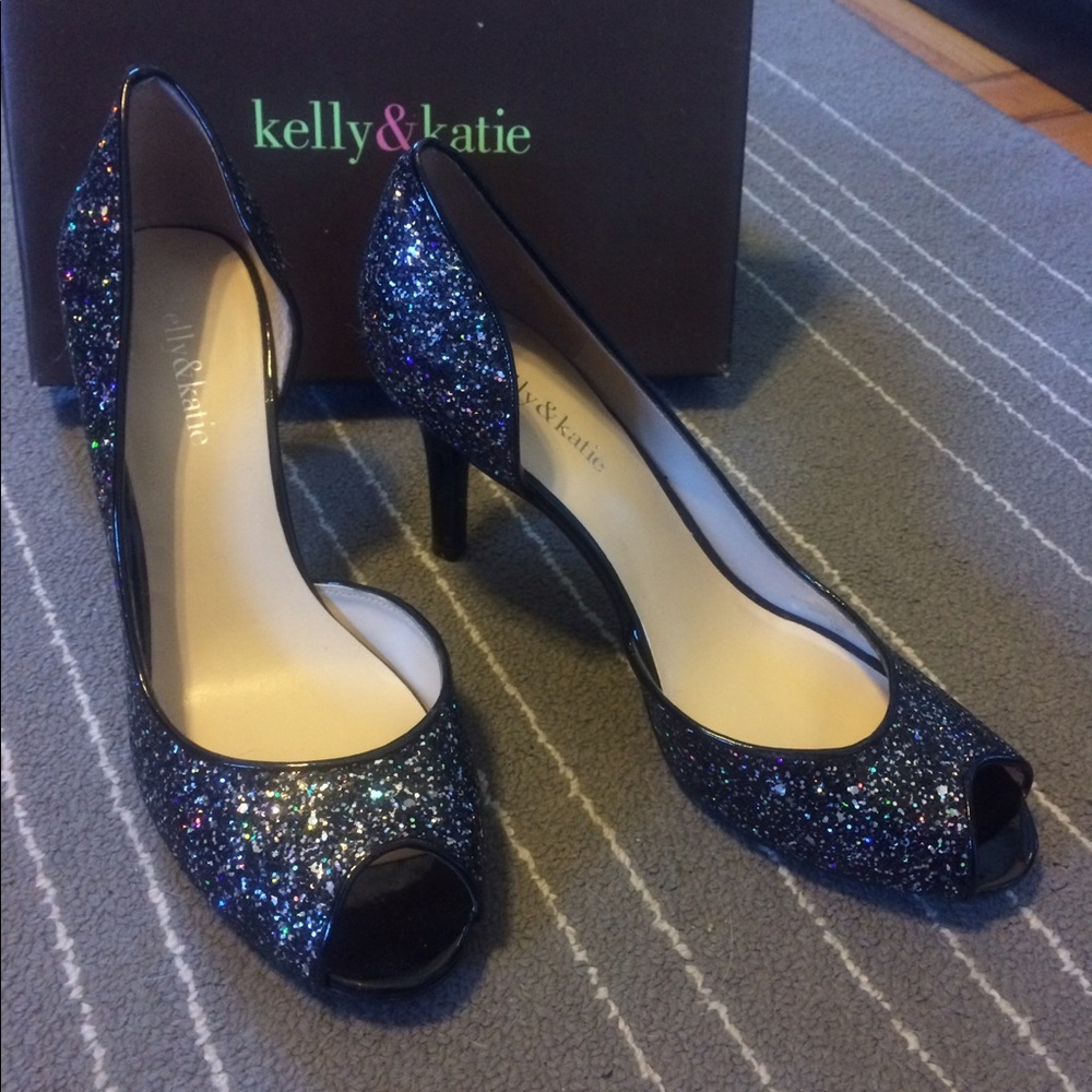 Black glitter high heels