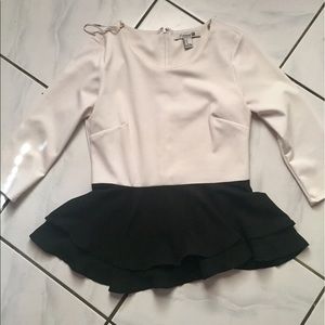 Forever 21 black and white peplum blouse.