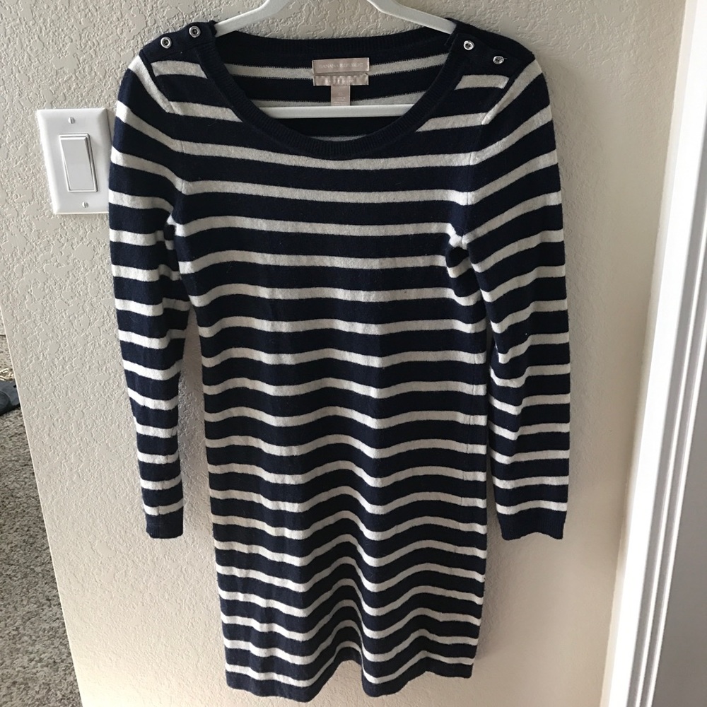 Navy and white striped dress