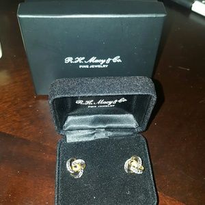 14k gold swarovski knot earrings