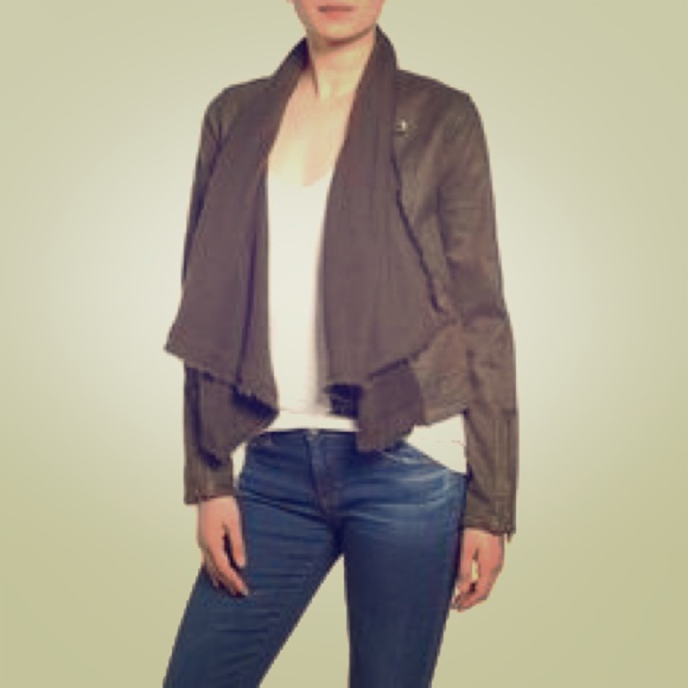 Free People Drapefront Moto Jacket in Army