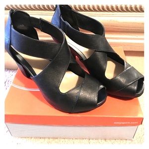 Black leather sandals