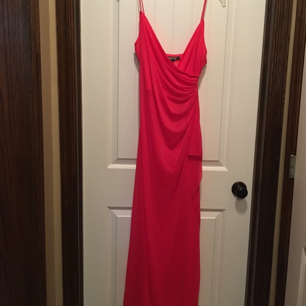 Red Formal Floor length gown.  Size L Beautiful