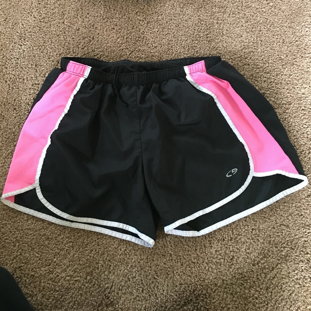 Black and pink running shorts