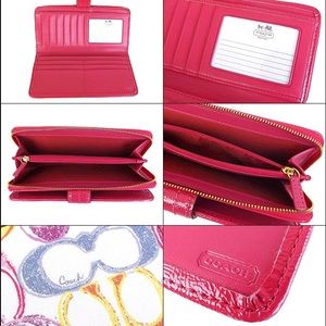 Coach Signature stripe scribble accordion wallet