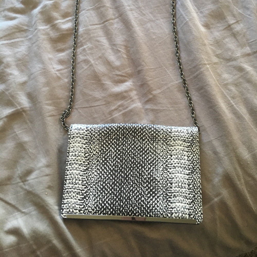 Halogen snake/python leather wallet on a chain