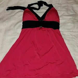 Red and black halter top