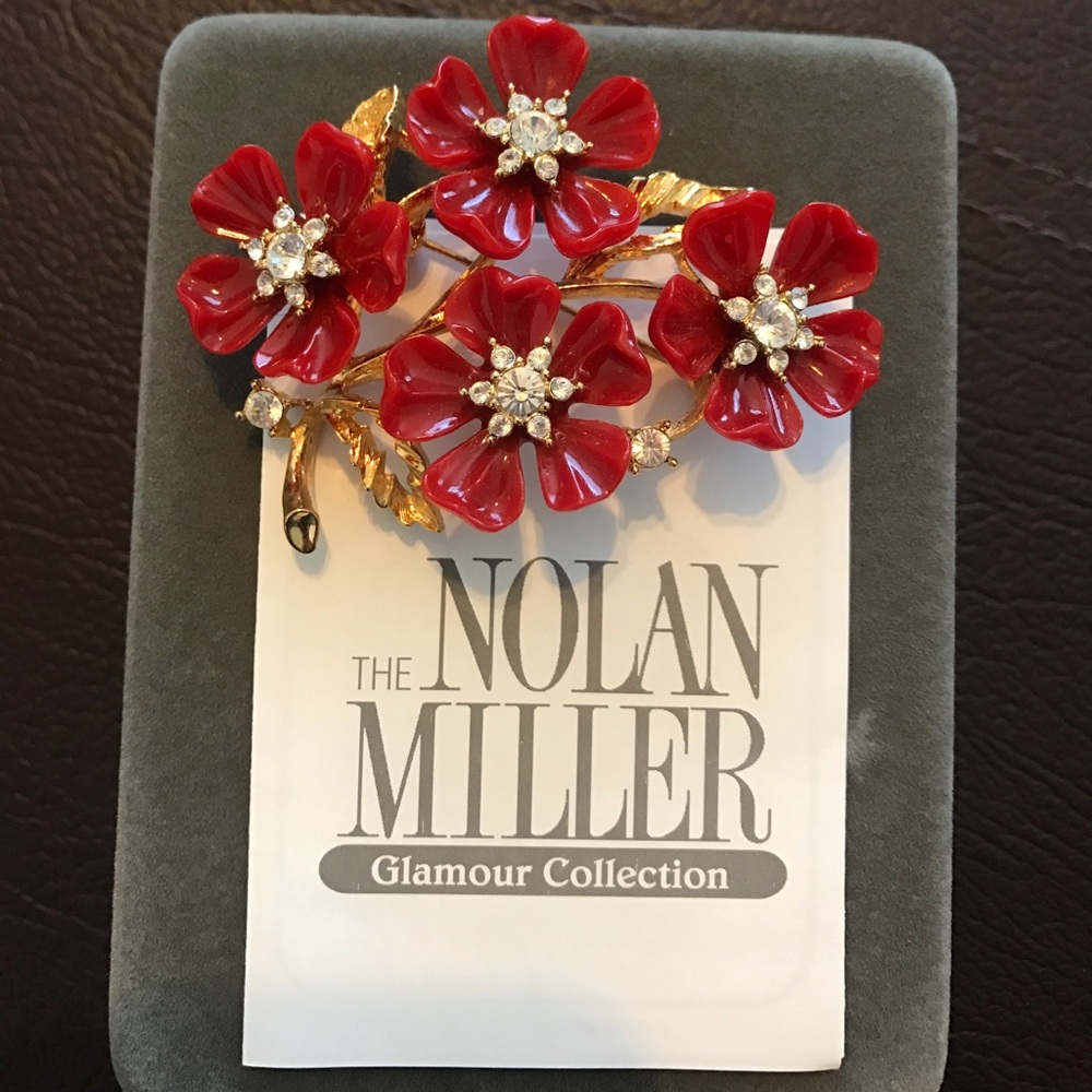 Red Floral Brooch