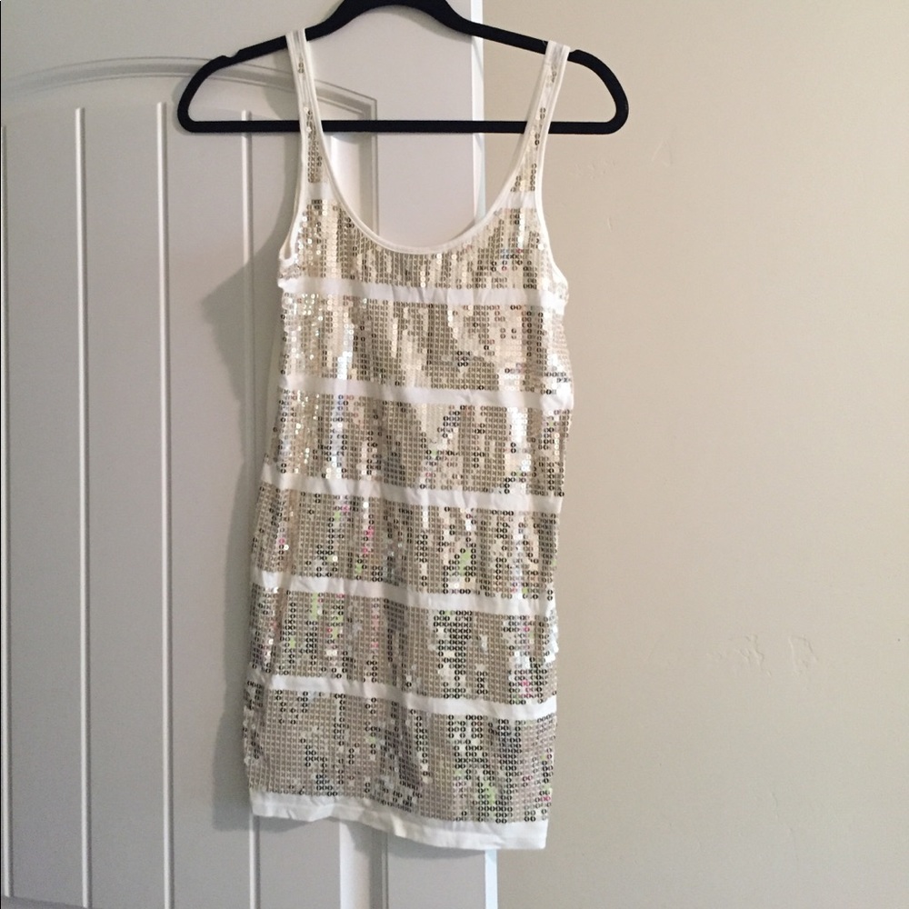 Gold Sequin and cream tank