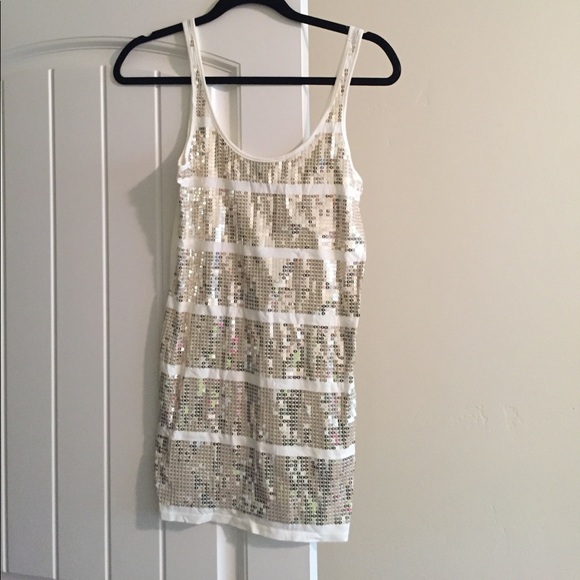 Gold Sequin and cream tank - Picture 1 of 3