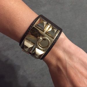 Designer Inspired Cuff Bracelet .. real leather