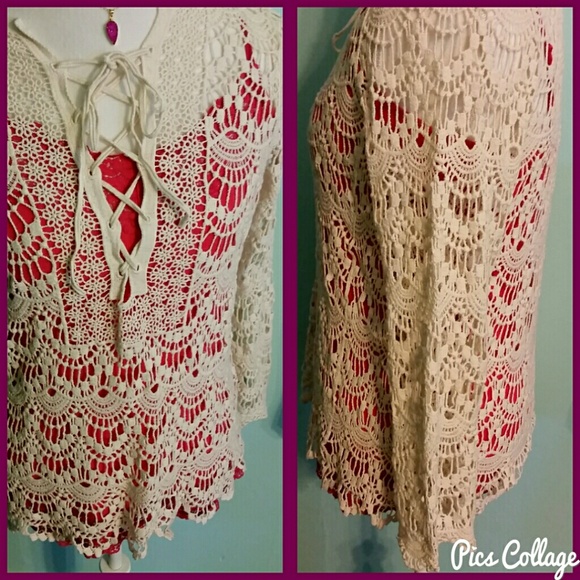 SOLD OUT!   Cream Crochet Top - Picture 6 of 6