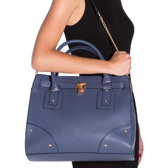 NIP Shoe Dazzle Cullen Tote in Navy or Black - Picture 11 of 15