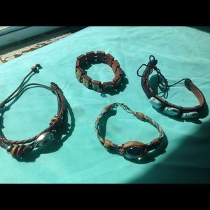 Assorted leather/wooden bracelets