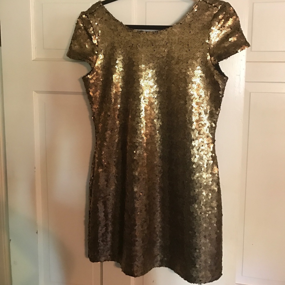 Gold sequin cocktail dress