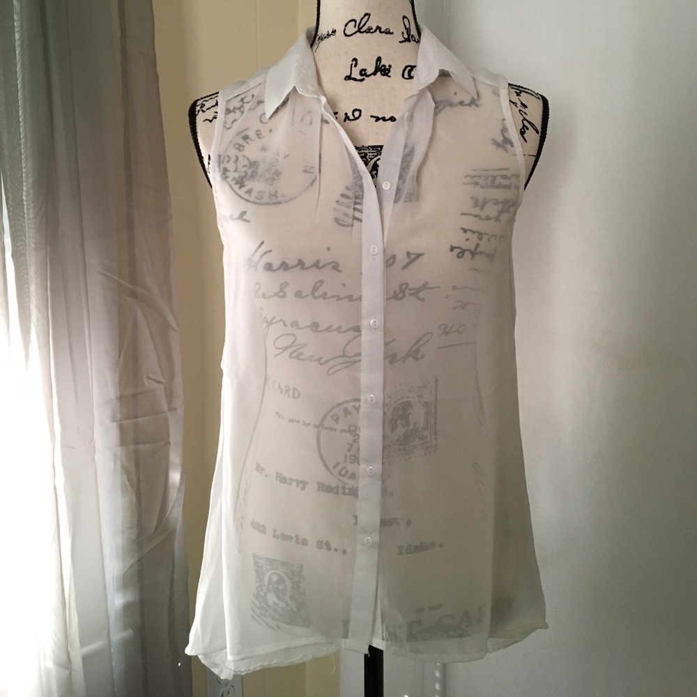 H&M sheer high-low button down