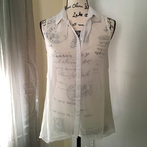 H&M sheer high-low button down