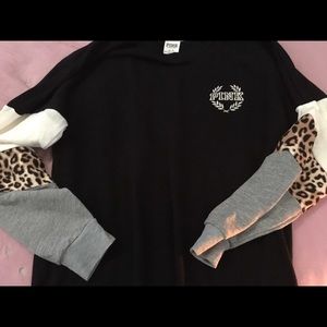 PINK Leopard Print Crewneck