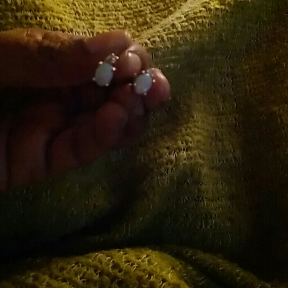 Real opal and diamond earrings