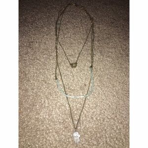 3 Layer gold Hamsa necklace