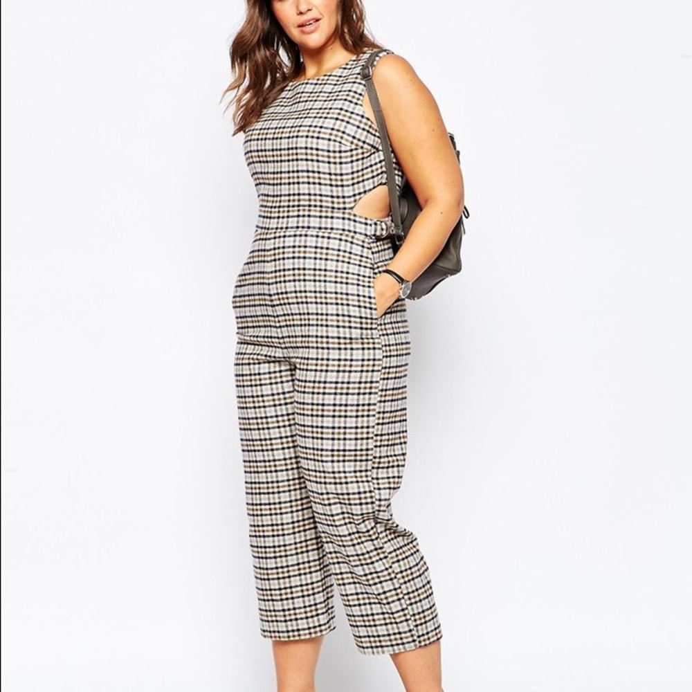 ASOS CURVE Checkered Jumpsuit With Cutouts