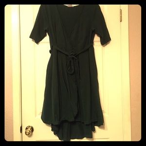 Hi low deep green wrap dress