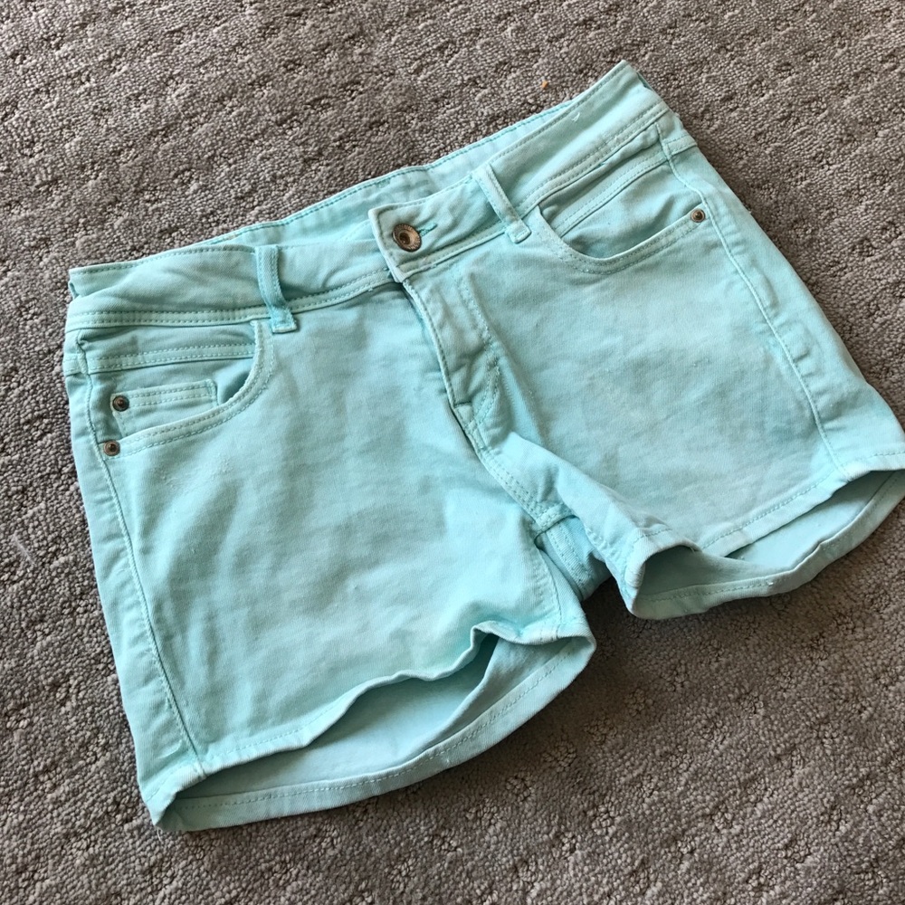 Zara Seafoam Green Jean Shorts