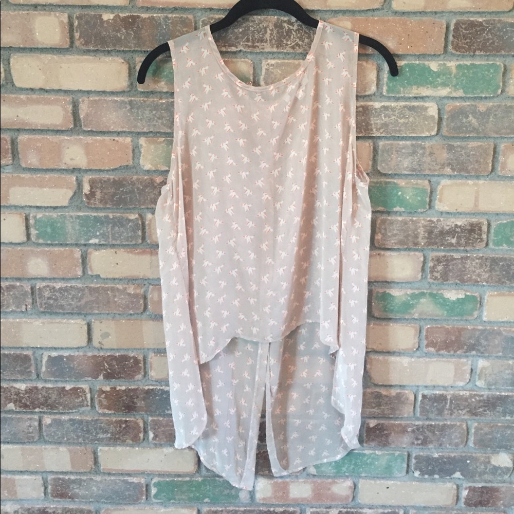 Modbe High Low Bird Print Top