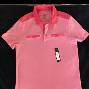 NWT Guess coral linen type polo