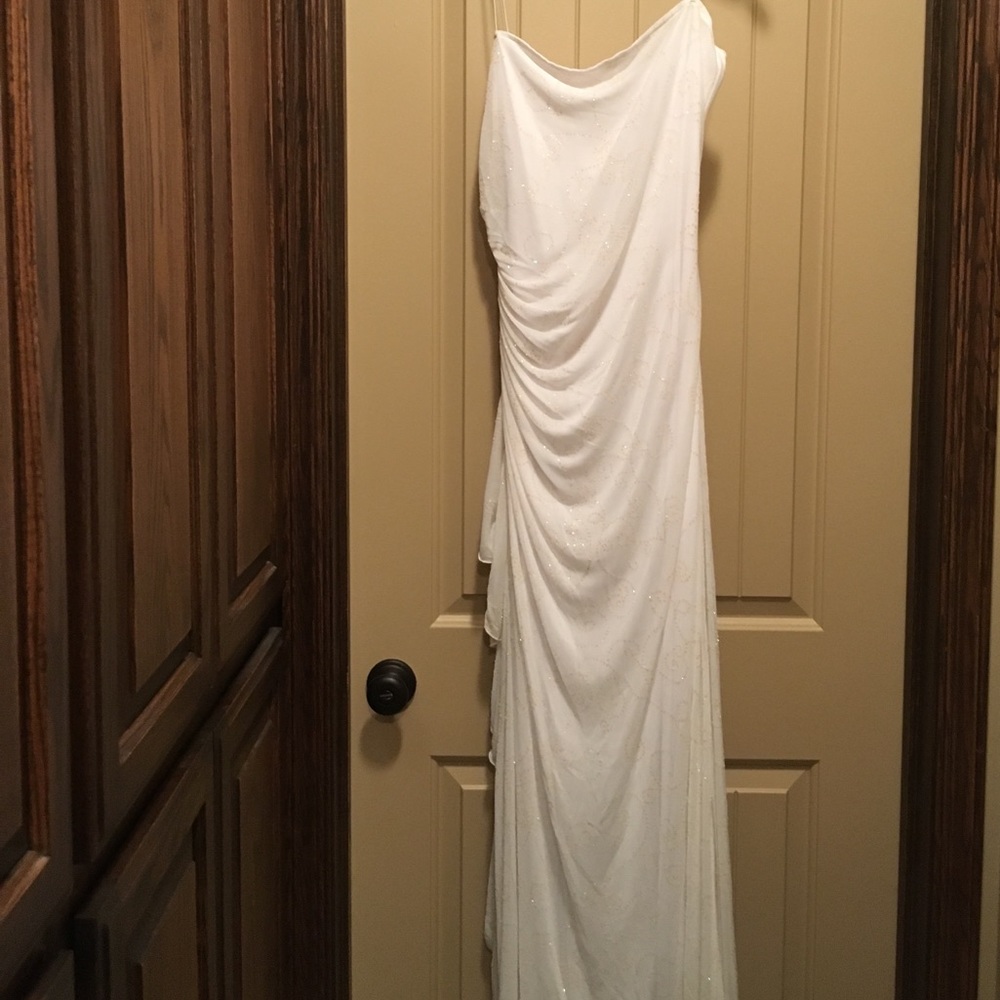 Formal Floor length gown size L White w/ sparkles
