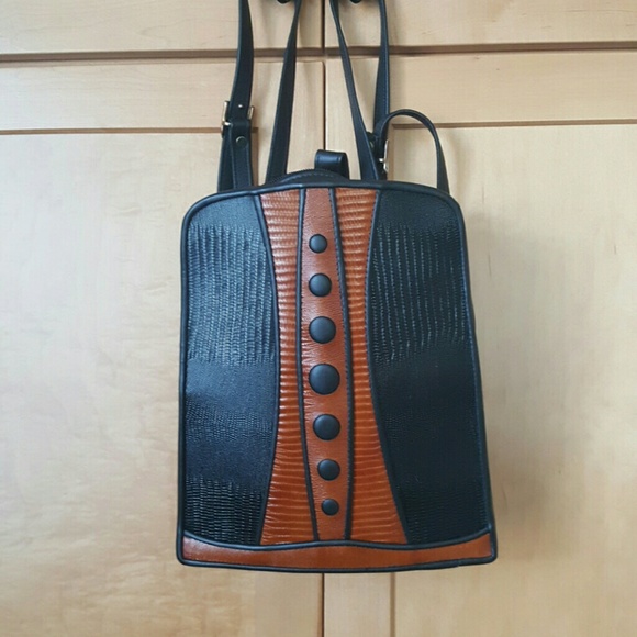 NWOT leather backpack purse, Signed Wearable Art main image 5