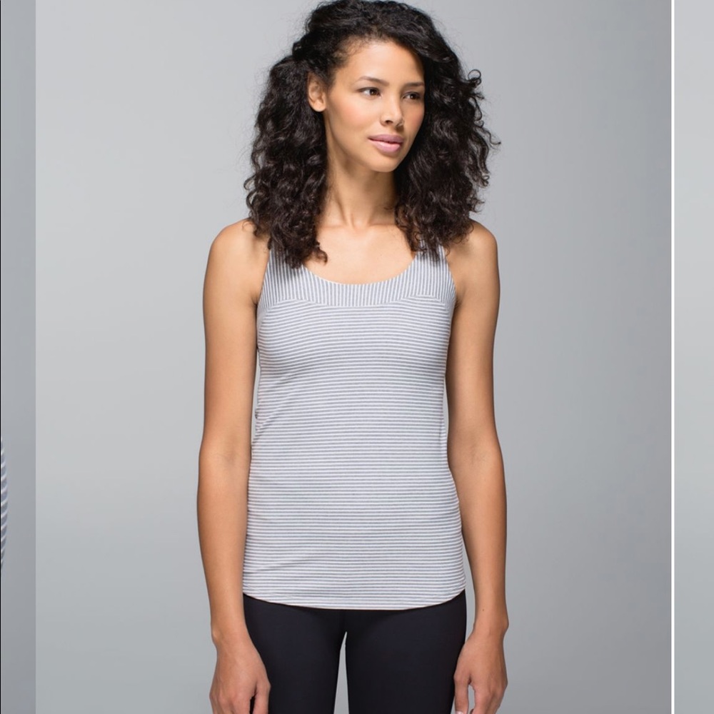 Lululemon Run: First Base stripe white gray Tank