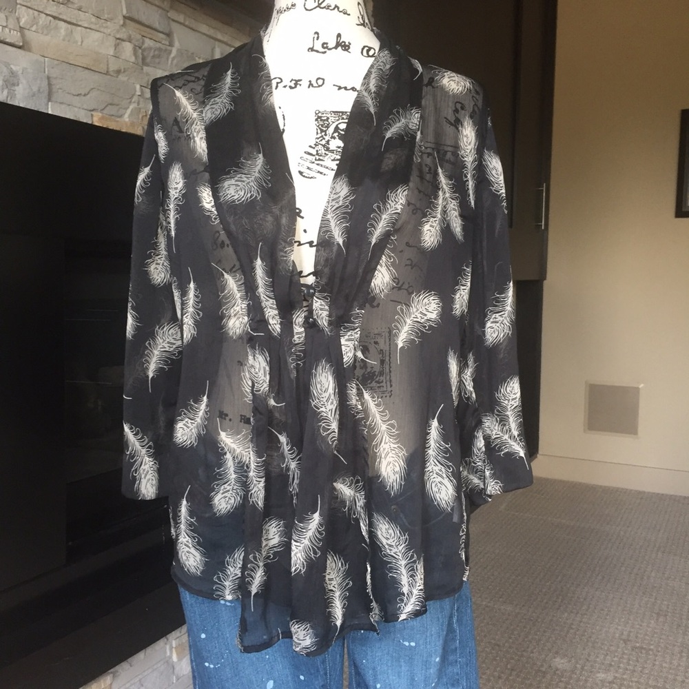 Notations sheer blouse