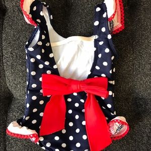 Girls swimsuits with red bow size 12-18m