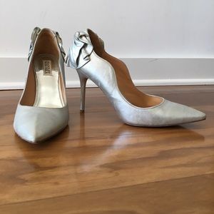 Matte Silver Bow Heels