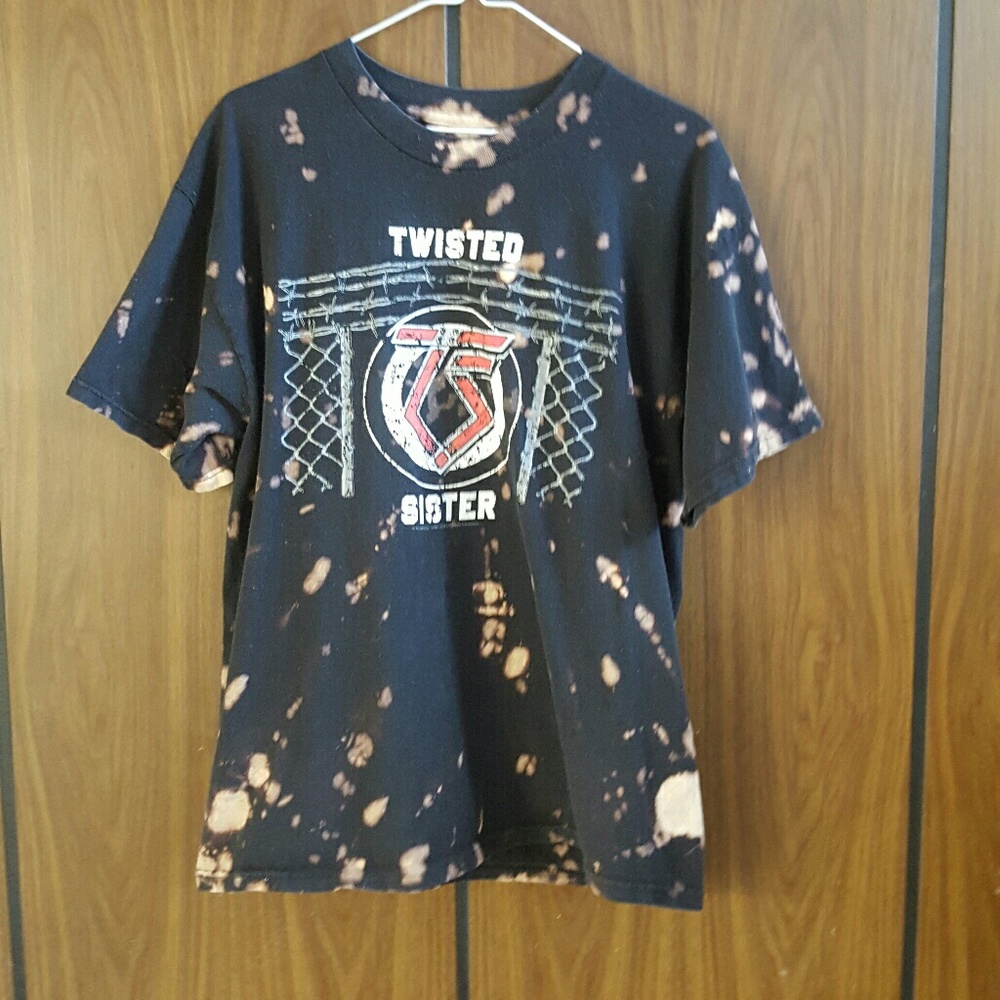 Custom tie-dyed bleach  Twisted Sister T shirt.