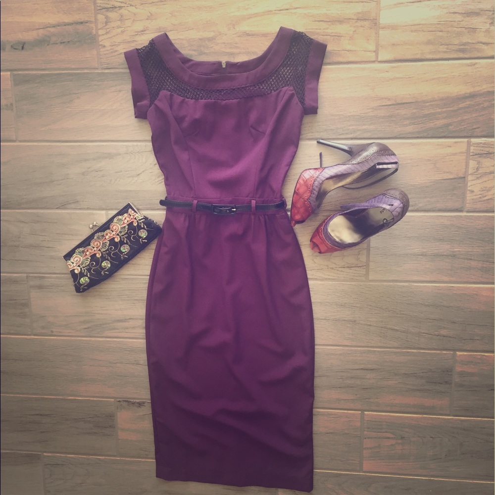 Bettie Paige Retro Pencil Dress with Knit Opening