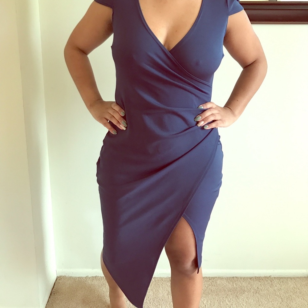 Navy blue evening/day dress - Picture 1 of 4