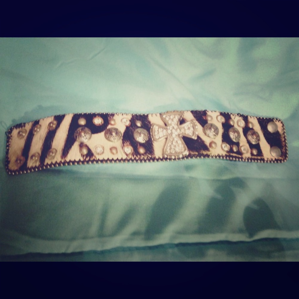 Cowhide bling bracelet