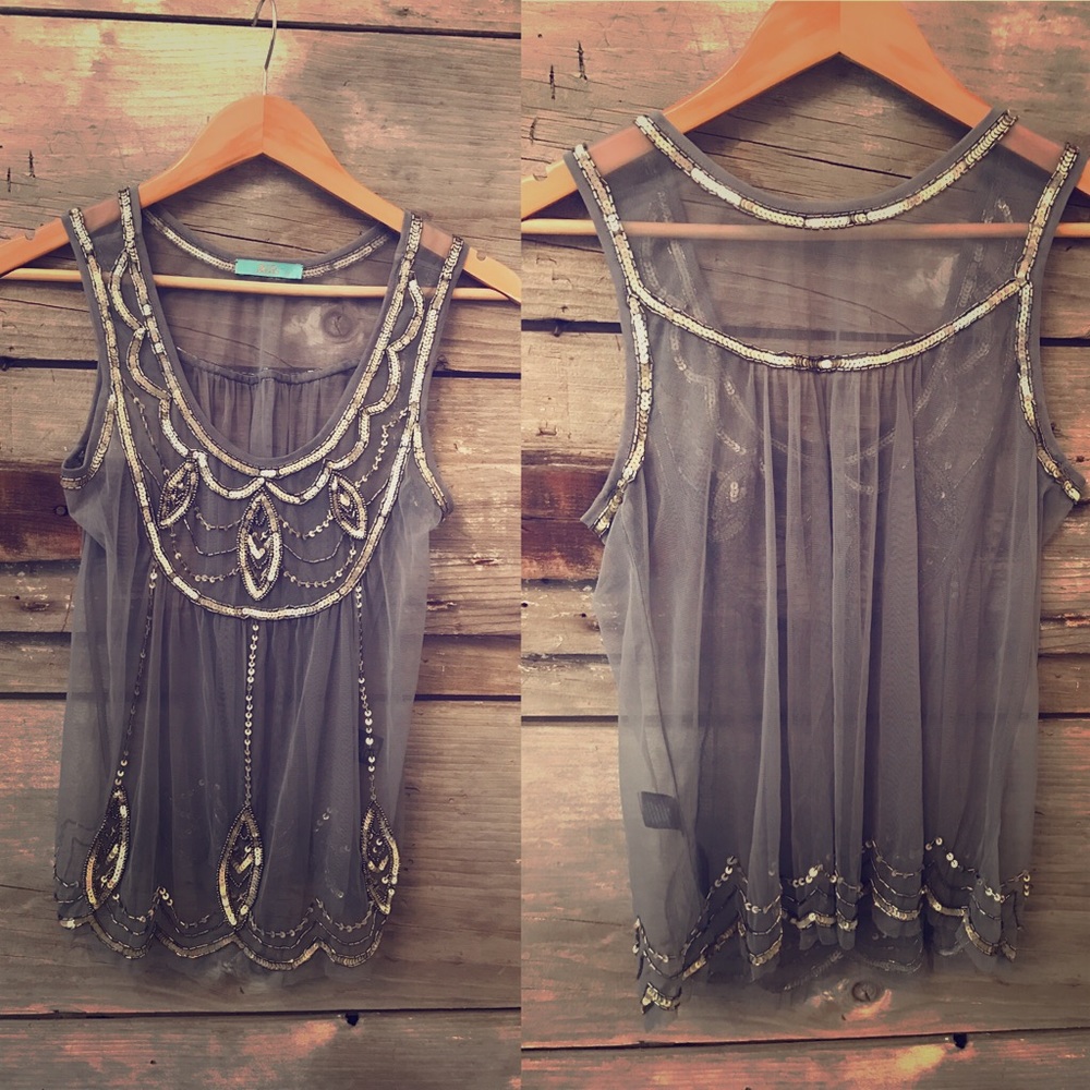 Sheer Sequin top, sz S