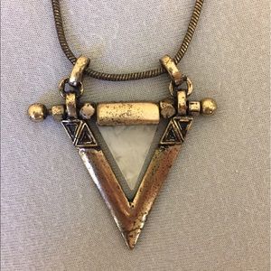 Rustic stone triangle necklace.