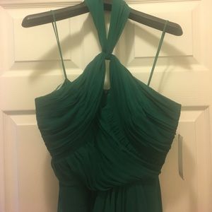 Emerald green cocktail dress with keyhole neck